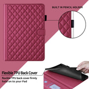 For Lenovo Xiaoxin Pad Pro 12.7 2025 Rhombus Lattice Leather Tablet Case(Red)