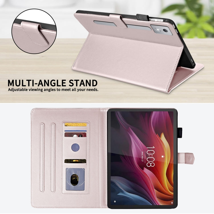 For Lenovo Xiaoxin Pad Pro 12.7 2025 Rhombus Lattice Leather Tablet Case(Rose Gold)