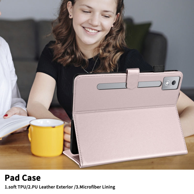 For Lenovo Xiaoxin Pad Pro 12.7 2025 Rhombus Lattice Leather Tablet Case(Rose Gold)