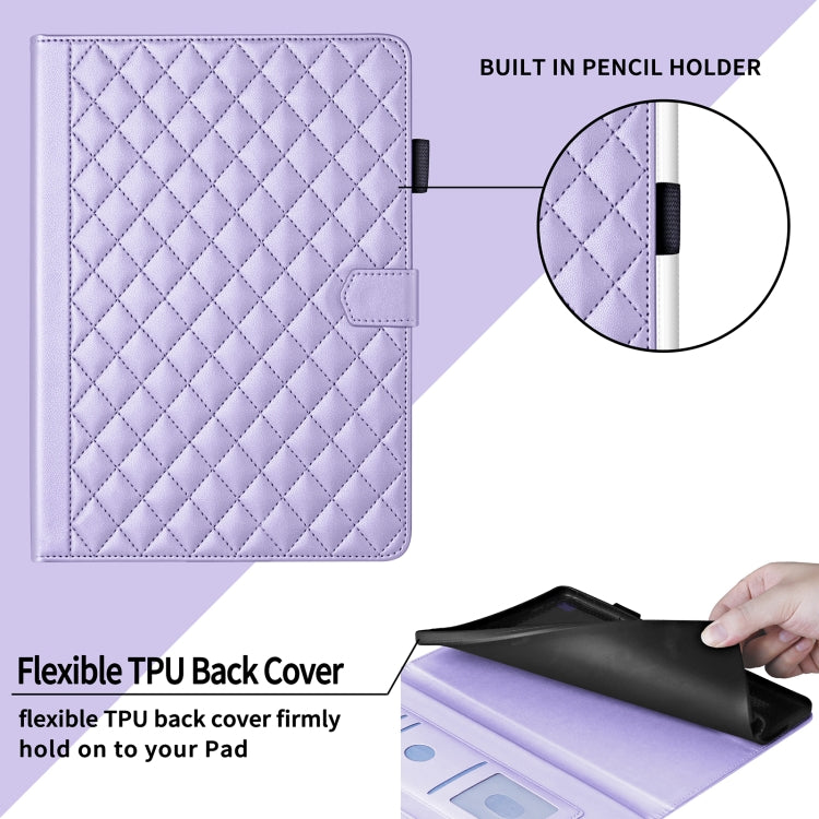 For Lenovo Xiaoxin Pad Pro 12.7 2025 Rhombus Lattice Leather Tablet Case(Purple)