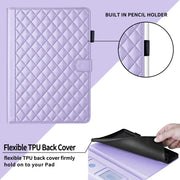 For Lenovo Xiaoxin Pad Pro 12.7 2025 Rhombus Lattice Leather Tablet Case(Purple)