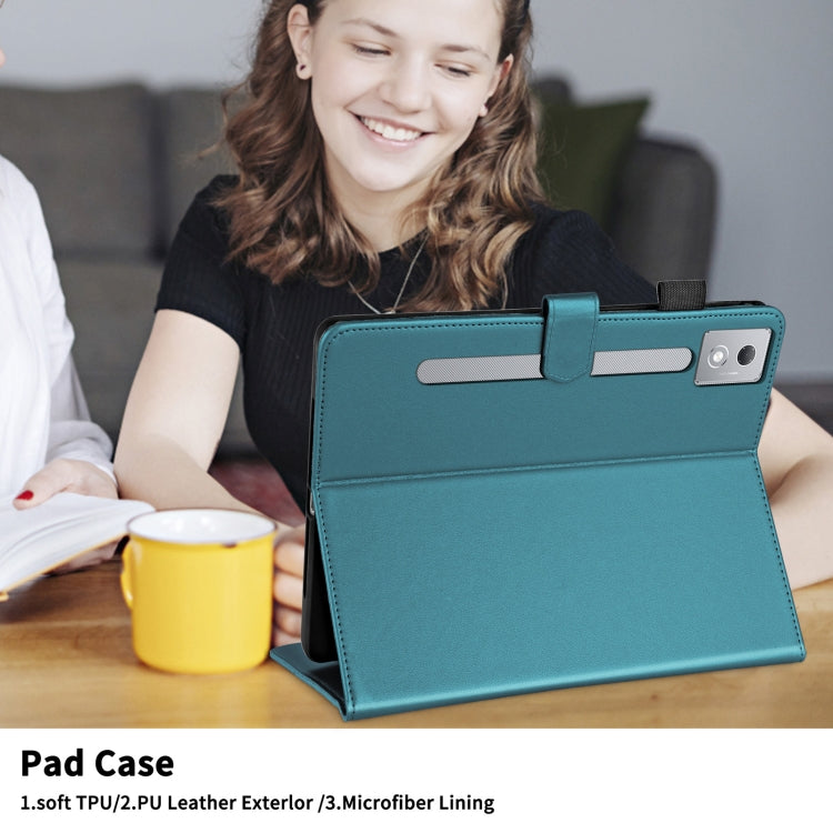 For Lenovo Xiaoxin Pad Pro 12.7 2025 Rhombus Lattice Leather Tablet Case(Dark Green)