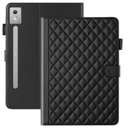 For Lenovo Xiaoxin Pad Pro 12.7 2025 Rhombus Lattice Leather Tablet Case(Black)