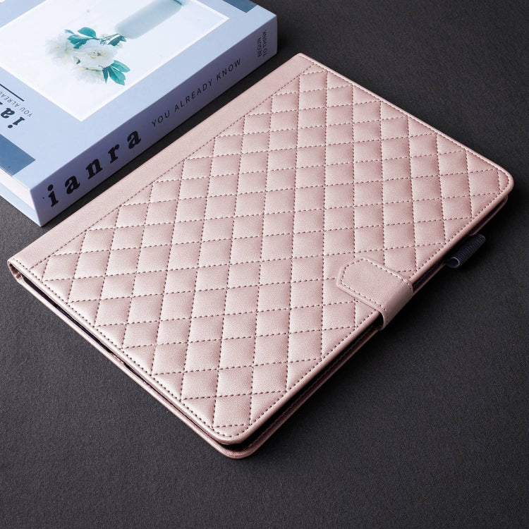 For Honor Pad 9 Rhombus Lattice Leather Tablet Case(Rose Gold)