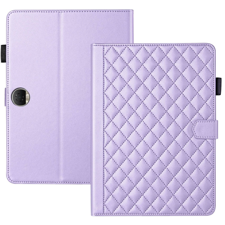 For Honor Pad 9 Rhombus Lattice Leather Tablet Case(Purple)