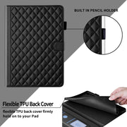 For Honor Pad 9 Rhombus Lattice Leather Tablet Case(Black)