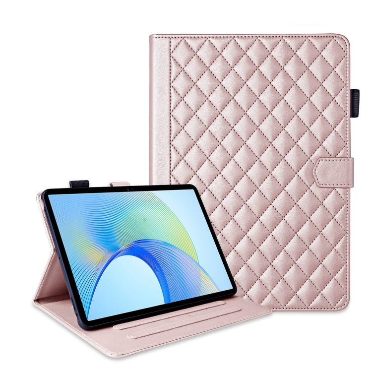 For Honor Pad X9 / X8 Pro Rhombus Lattice Leather Tablet Case(Rose Gold)