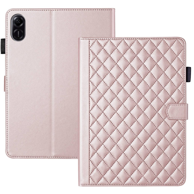 For Honor Pad X9 / X8 Pro Rhombus Lattice Leather Tablet Case(Rose Gold)