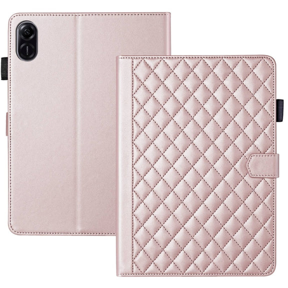 For Honor Pad X9 / X8 Pro Rhombus Lattice Leather Tablet Case(Rose Gold)