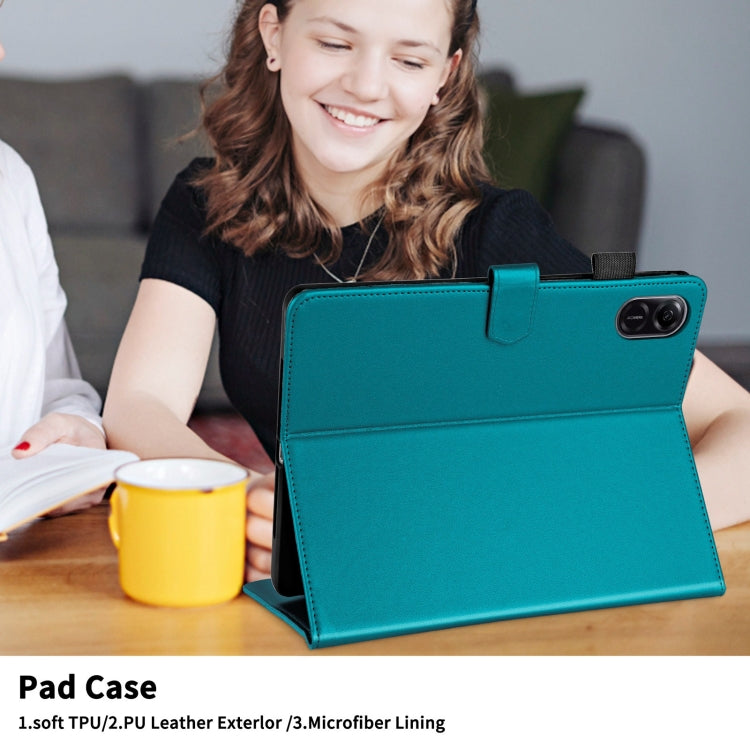 For Honor Pad X9 / X8 Pro Rhombus Lattice Leather Tablet Case(Dark Green)