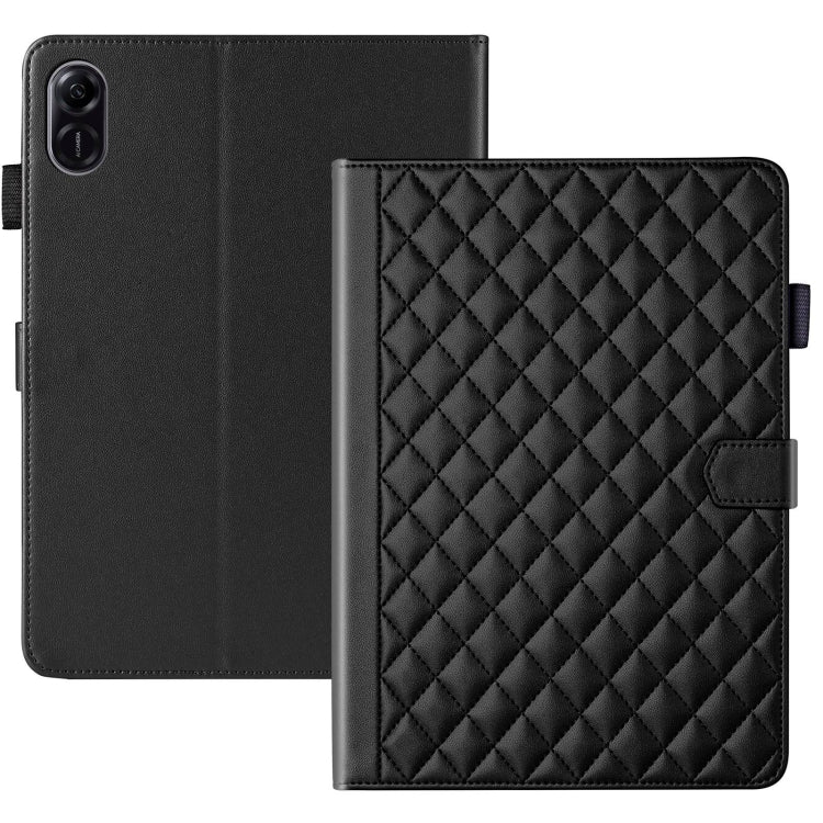 For Honor Pad X9 / X8 Pro Rhombus Lattice Leather Tablet Case(Black)