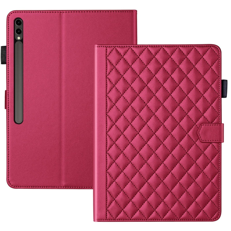 For Samsung Galaxy Tab S9 FE+ / S9+ Rhombus Lattice Leather Tablet Case(Red)