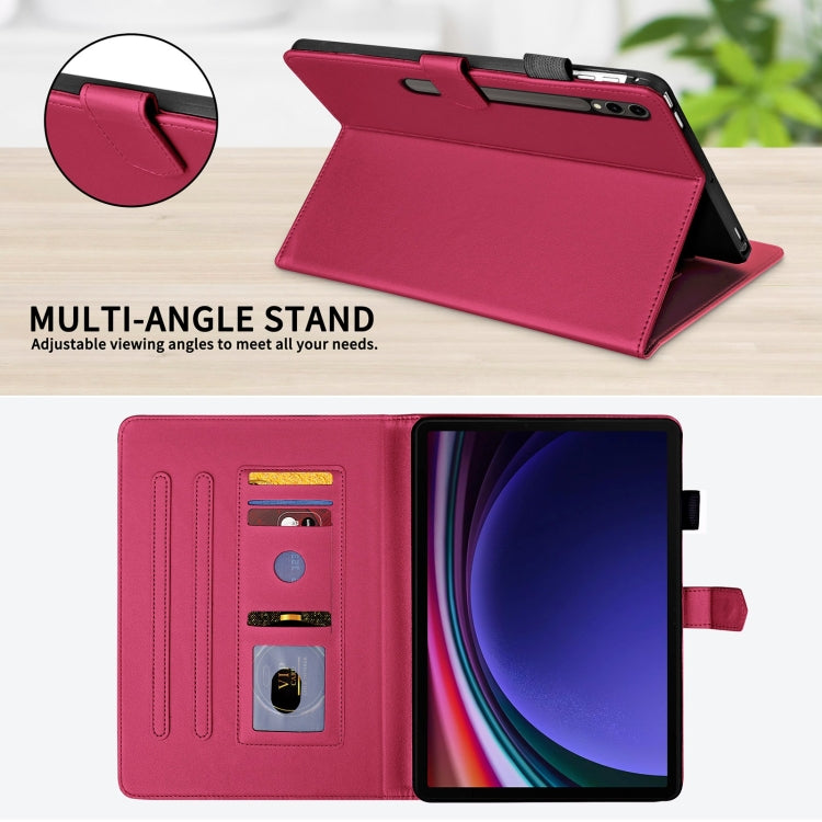 For Samsung Galaxy Tab S9 FE+ / S9+ Rhombus Lattice Leather Tablet Case(Red)