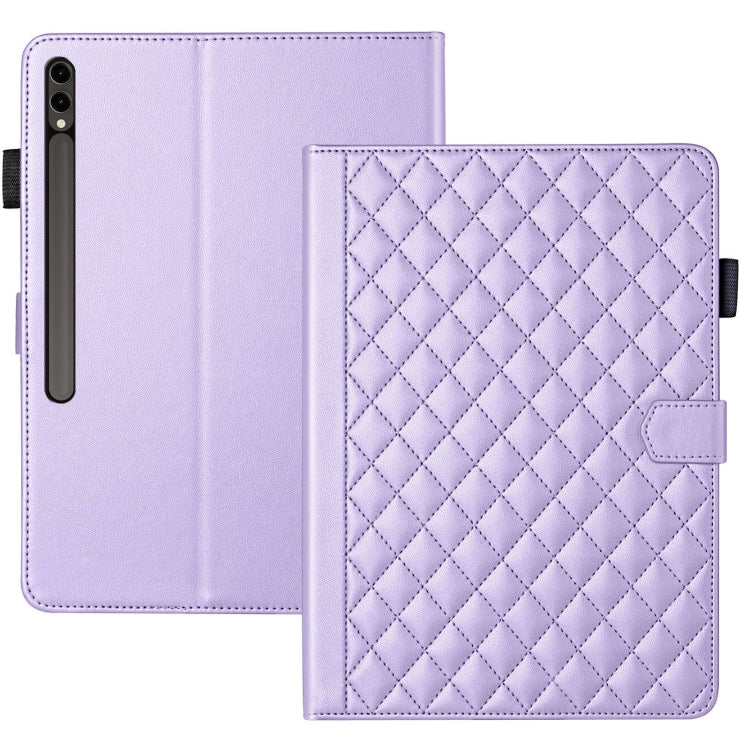 For Samsung Galaxy Tab S9 FE+ / S9+ Rhombus Lattice Leather Tablet Case(Purple)