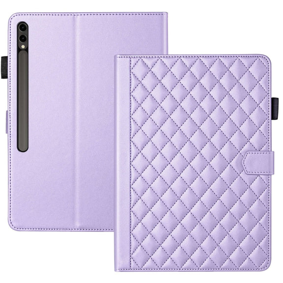 For Samsung Galaxy Tab S9 FE+ / S9+ Rhombus Lattice Leather Tablet Case(Purple)