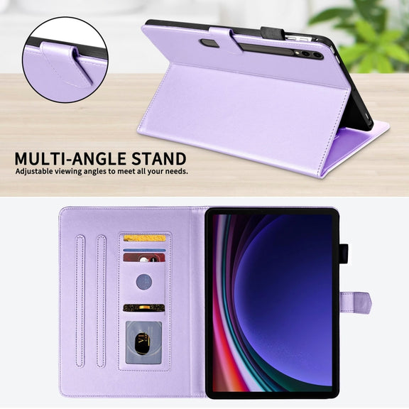 For Samsung Galaxy Tab S9 FE+ / S9+ Rhombus Lattice Leather Tablet Case(Purple)