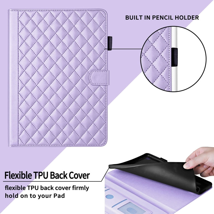 For Samsung Galaxy Tab S9 FE+ / S9+ Rhombus Lattice Leather Tablet Case(Purple)