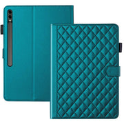 For Samsung Galaxy Tab S9 FE+ / S9+ Rhombus Lattice Leather Tablet Case(Dark Green)