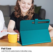 For Samsung Galaxy Tab S9 FE+ / S9+ Rhombus Lattice Leather Tablet Case(Dark Green)