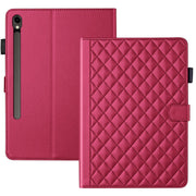For Samsung Galaxy Tab S9 FE / S9 Rhombus Lattice Leather Tablet Case(Red)