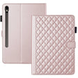 For Samsung Galaxy Tab S9 FE / S9 Rhombus Lattice Leather Tablet Case(Rose Gold) - Galaxy Tab S9 FE by PMC Jewellery | Online Shopping South Africa | PMC Jewellery | Buy Now Pay Later Mobicred