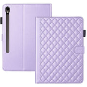 For Samsung Galaxy Tab S9 FE / S9 Rhombus Lattice Leather Tablet Case(Purple)