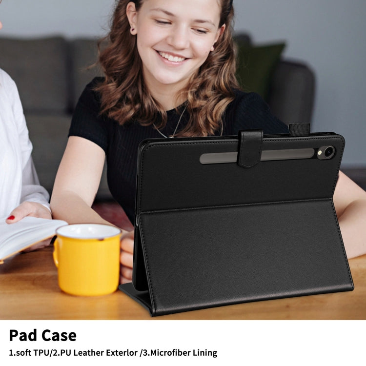 For Samsung Galaxy Tab S9 FE / S9 Rhombus Lattice Leather Tablet Case(Black)