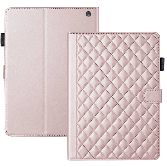 For Amazon Kindle Fire HD10 2023 Rhombus Lattice Leather Tablet Case(Rose Gold)