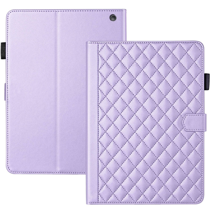 For Amazon Kindle Fire HD10 2023 Rhombus Lattice Leather Tablet Case(Purple)
