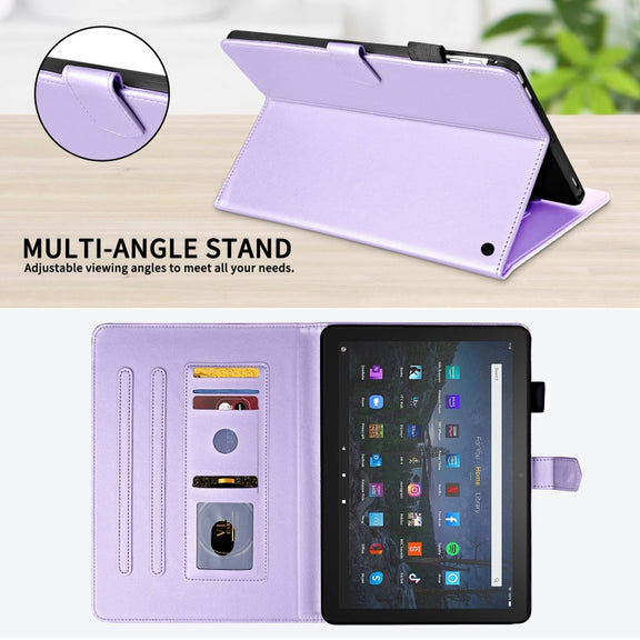 For Amazon Kindle Fire HD10 2023 Rhombus Lattice Leather Tablet Case(Purple)