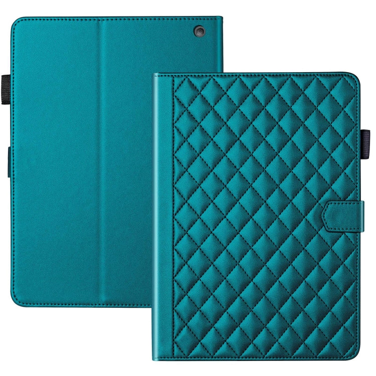 For Amazon Kindle Fire HD10 2023 Rhombus Lattice Leather Tablet Case(Dark Green)