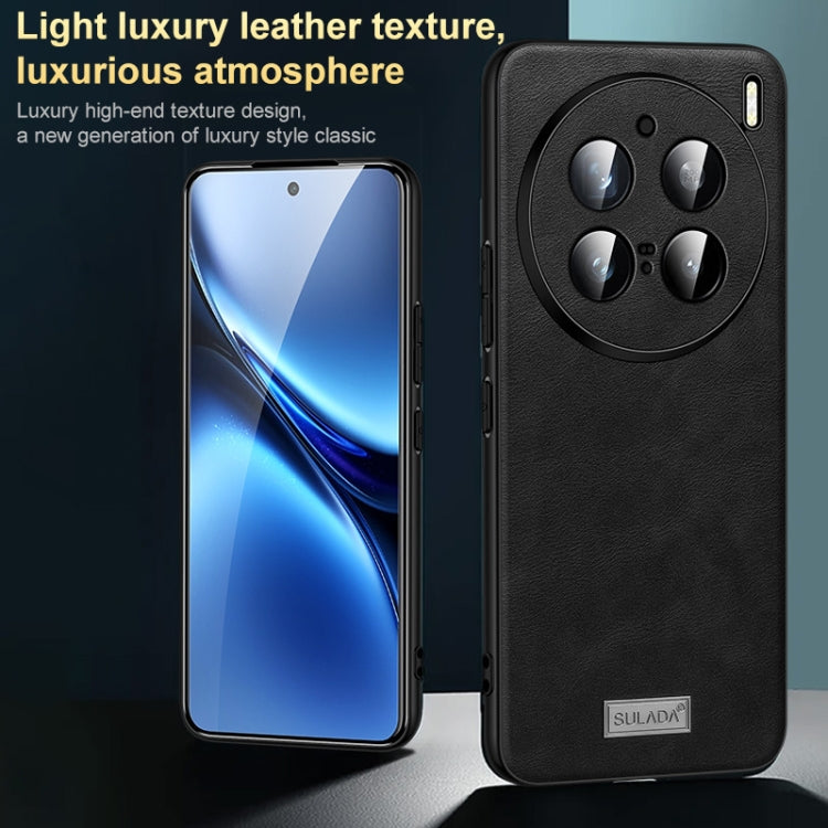 For vivo X100 SULADA Shockproof TPU + Handmade Leather Phone Case(Black)