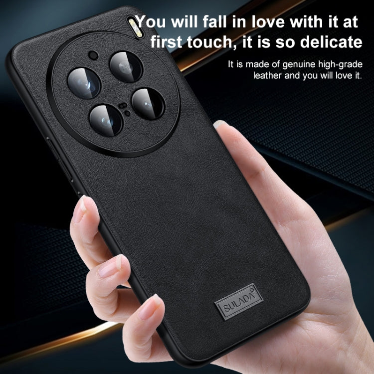 For vivo X100 Ultra SULADA Shockproof TPU + Handmade Leather Phone Case(Black)