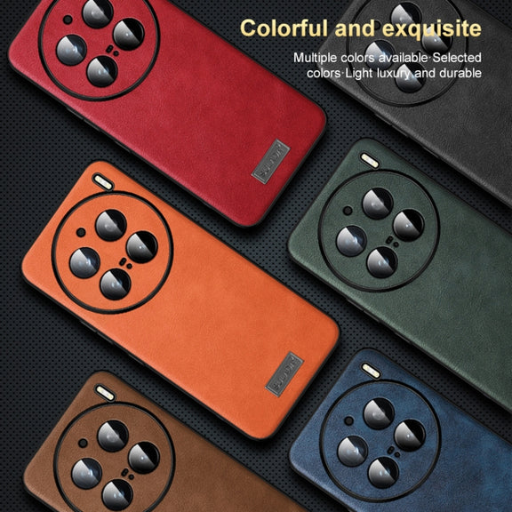 For vivo X100 Ultra SULADA Shockproof TPU + Handmade Leather Phone Case(Orange)