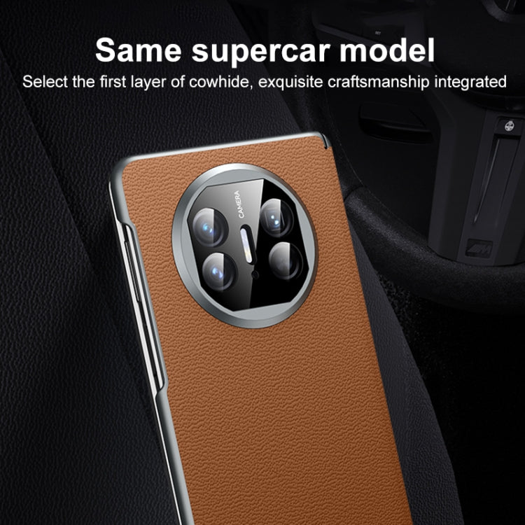 For Huawei Mate X5 SULADA Frameless Top Layer Cowhide Leather + PC Phone Case(Black)
