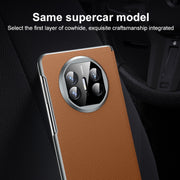 For Huawei Mate X5 SULADA Frameless Top Layer Cowhide Leather + PC Phone Case(Black)