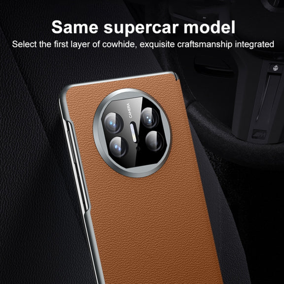 For Huawei Mate X5 SULADA Frameless Top Layer Cowhide Leather + PC Phone Case(Black)