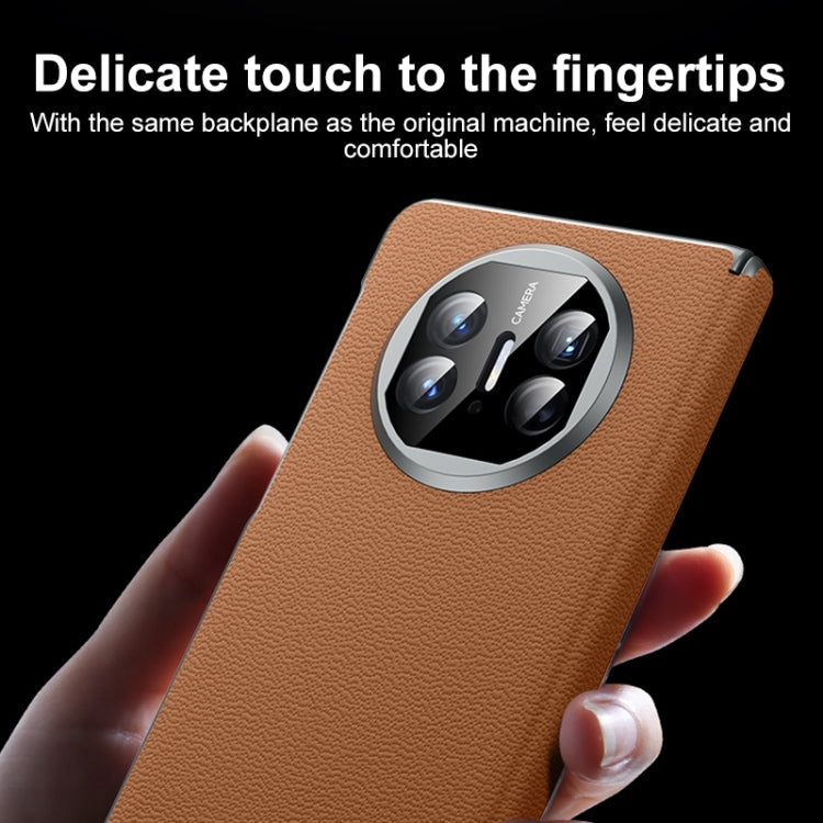 For Huawei Mate X5 SULADA Frameless Top Layer Cowhide Leather + PC Phone Case(Black)