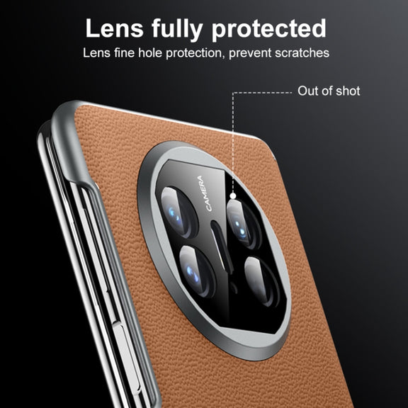 For Huawei Mate X5 SULADA Frameless Top Layer Cowhide Leather + PC Phone Case(Black)