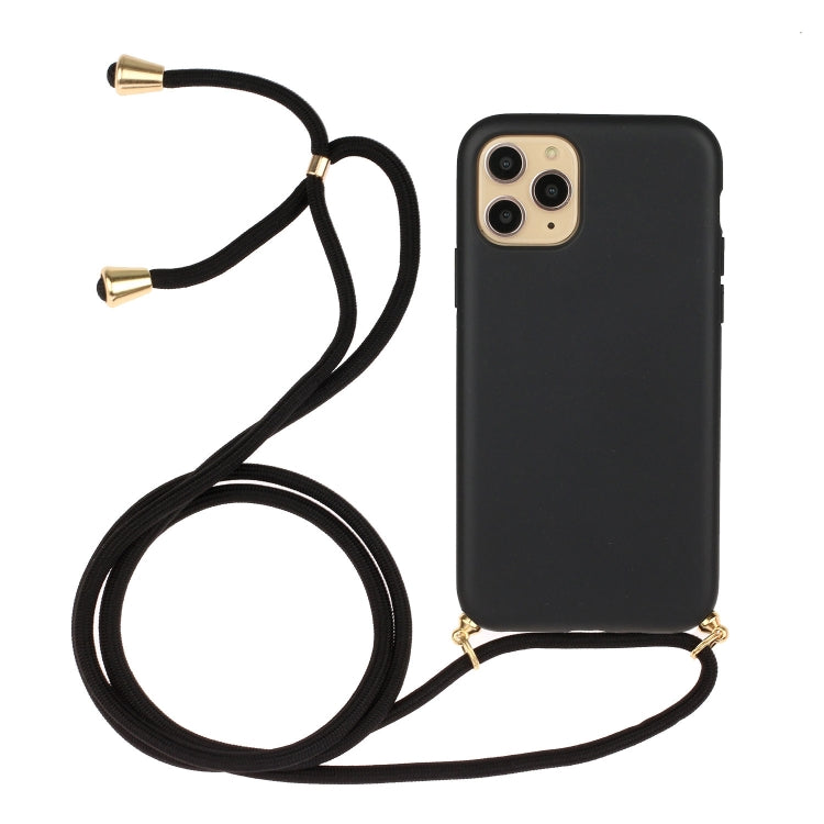 For iPhone 16 Pro Wheat Straw Material + TPU Phone Case with Lanyard(Black)
