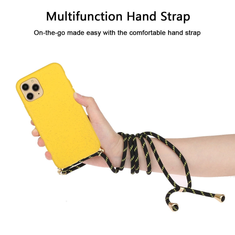 For iPhone 16 Wheat Straw Material + TPU Phone Case with Lanyard(Yellow)