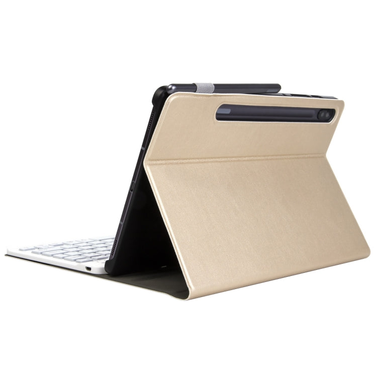 ST870S For Samsung Galaxy Tab S7 T870/T875 11 inch 2020 Ultra-thin Detachable Bluetooth Keyboard Leather Tablet Case with Stand & Sleep Function & Backlight(Gold)