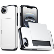 For iPhone 16e Shockproof Armor Phone Case with Card Slot(White)