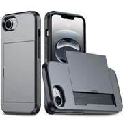 For iPhone 16e Shockproof Armor Phone Case with Card Slot(Grey)