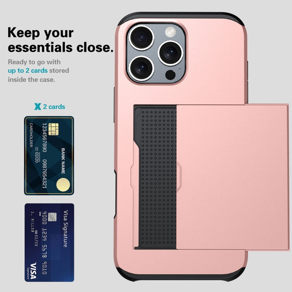 For iPhone 16 Pro Max Shockproof Armor Phone Case with Card Slot(White)