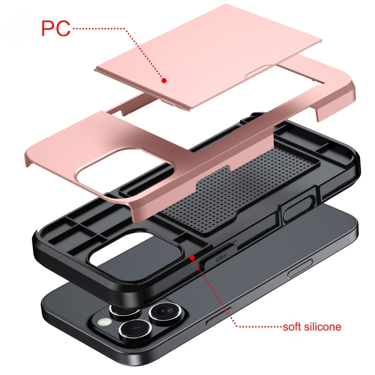 For iPhone 16 Shockproof Armor Phone Case with Card Slot(Grey)