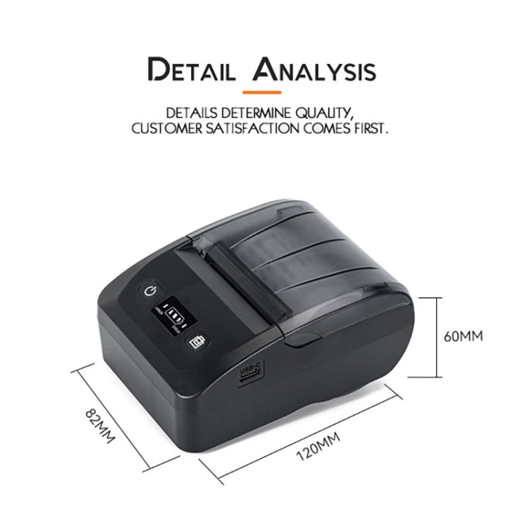 BT-581 58mm USB-C/Type-C + Bluetooth Portable Thermal Printer(US Plug)