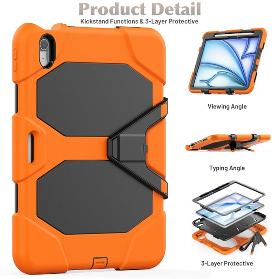 For iPad Air 11 2025 / 2024 Colorful Silicone Heavy Duty Hybrid PC Tablet Case(Orange)