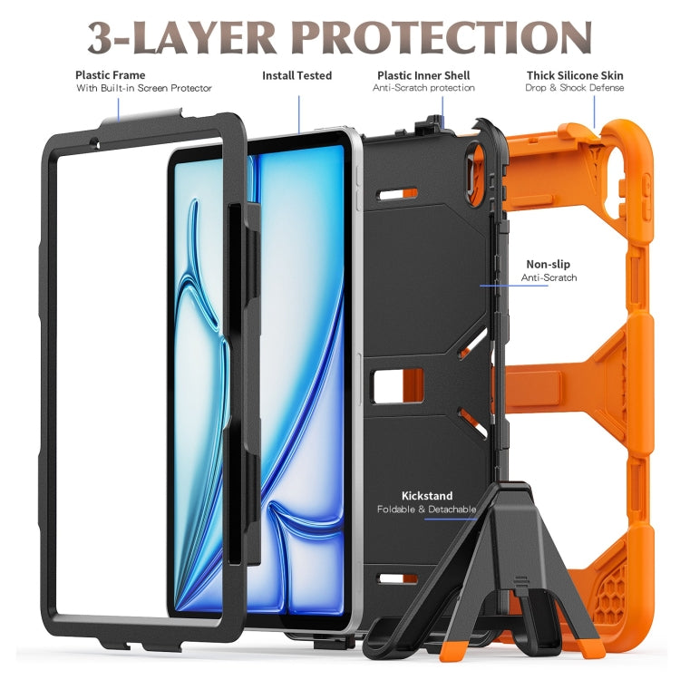 For iPad Air 11 2025 / 2024 Colorful Silicone Heavy Duty Hybrid PC Tablet Case(Orange)