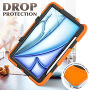 For iPad Air 11 2025 / 2024 Colorful Silicone Heavy Duty Hybrid PC Tablet Case(Orange)